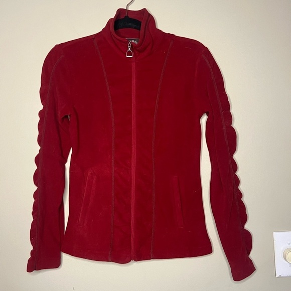 Ariat Jackets & Blazers - Ariat Red Ruched Sleeve Fleece Jacket